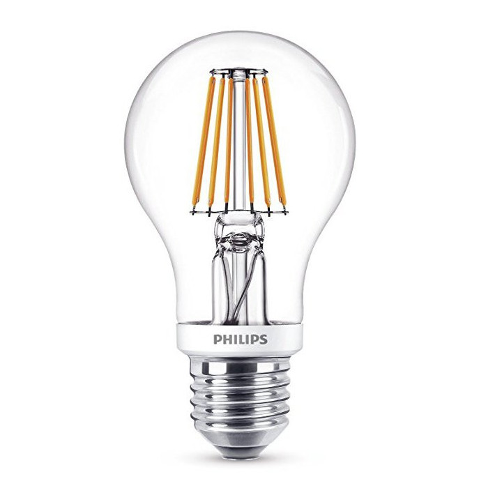 Led žárovka E27 stmívatelná Philips 7,5W baňka klasická čirá 2700°K