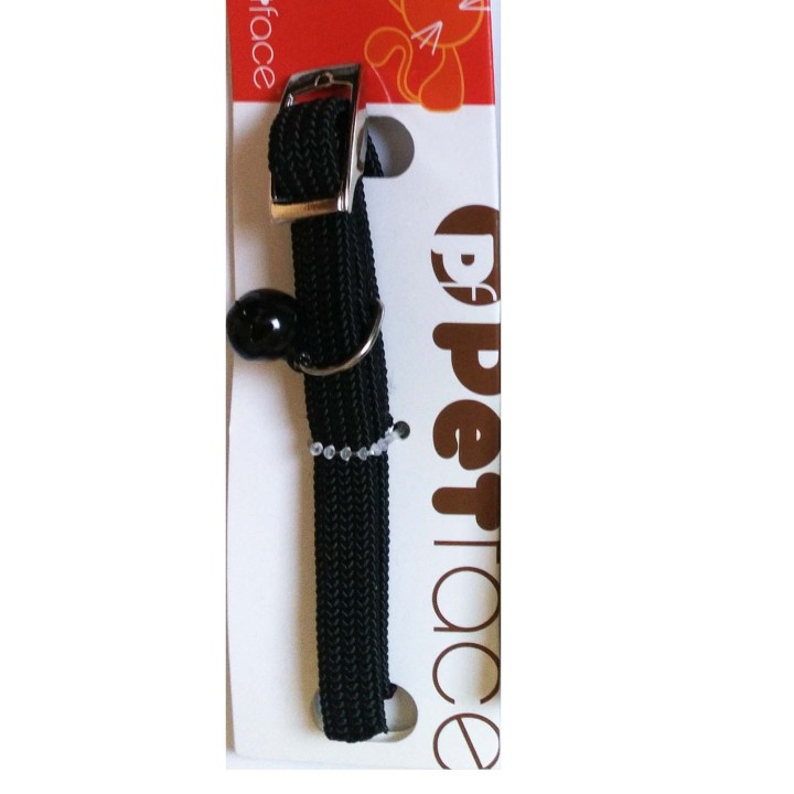 Petface black elastic collar with roller for cats, small dogs