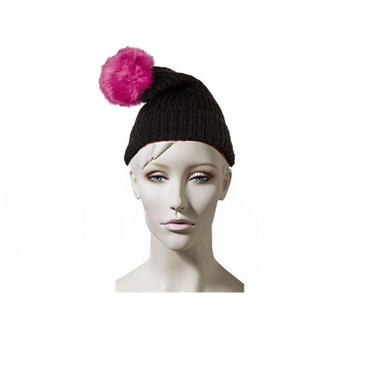 Beanie čepice s bambulí rose