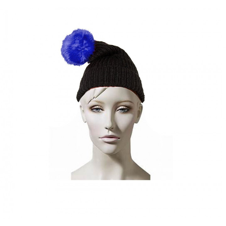 Beanie čepice s bambulí modrá
